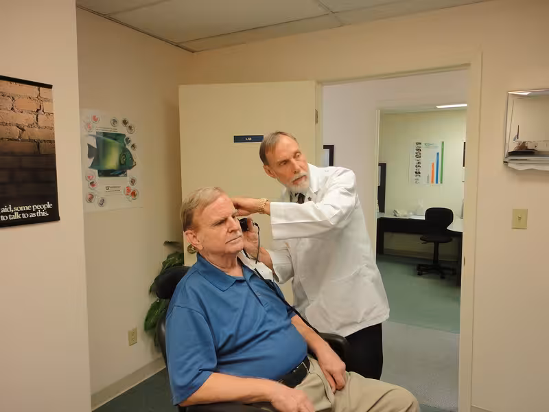 Clinic Access, Phone Details and Booking Times in Al1: An audiology clinic setting Audiology clinic for Clinic Access, Phone Details and Booking Times in Al1 - St Albans AL1 Microsuction Ear Wax Removal: Map...